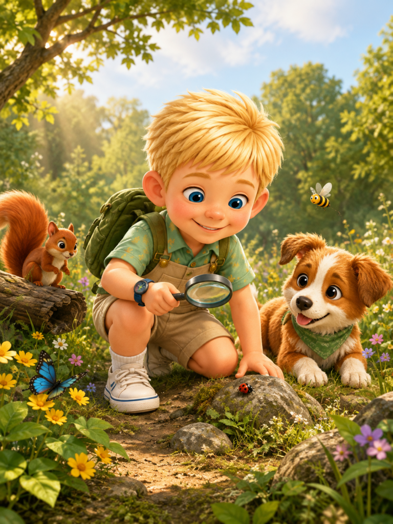 Tom's curiosity, Scout, Zee, Rusty, and his outdoor world.